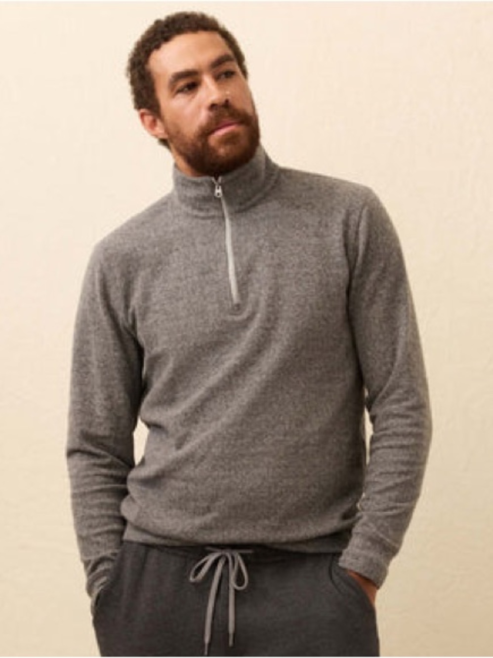 Faherty Textured Knit Quarter Zip Medium